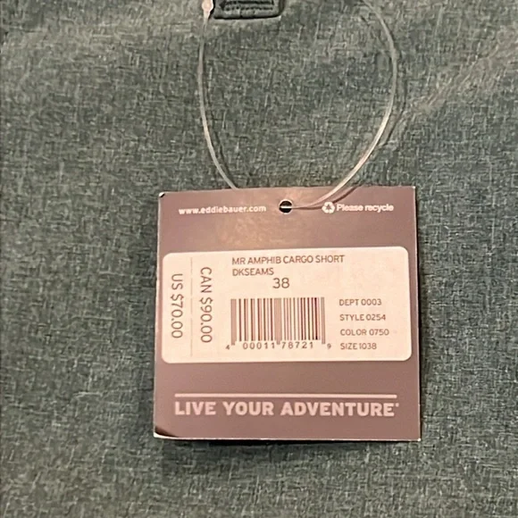 NWT Eddie Bauer Amphib Cargo Shorts Outdoor 38 Waist Athletic Hiking Blue - Picture 8 of 16